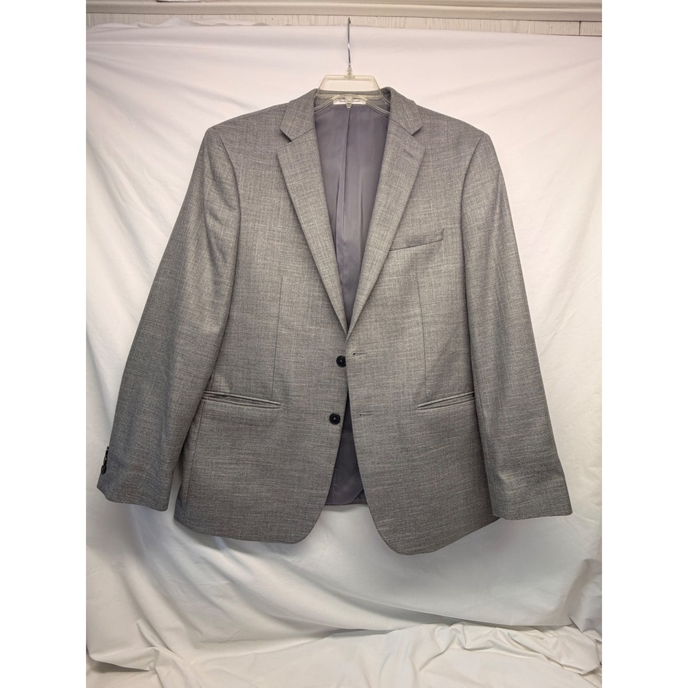 Van Heusen Flex Slim Fit Blazer Mens 44R Gray Textured Two Button Suit Jacket